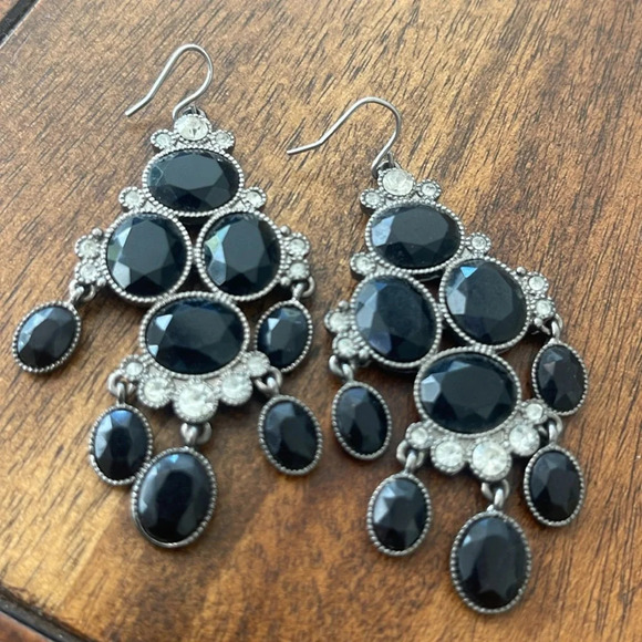 6 pairs bundle fashion earrings dangling drop hoops silver gold green black - Picture 13 of 16